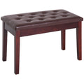 Piano Bench, Duet Piano Chair with Faux Leather Padded brown-rubber wood