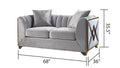 Velencia Modern Style Loveseat in Silver silver-wood-primary living