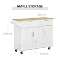 Mobile Kitchen Island with Storage, Kitchen Cart with white-mdf