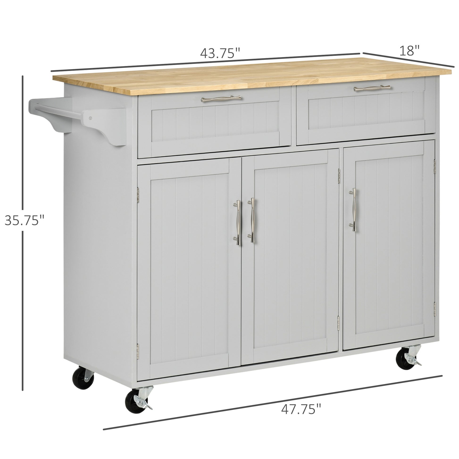 Mobile Kitchen Island with Storage, Kitchen Cart with grey-mdf