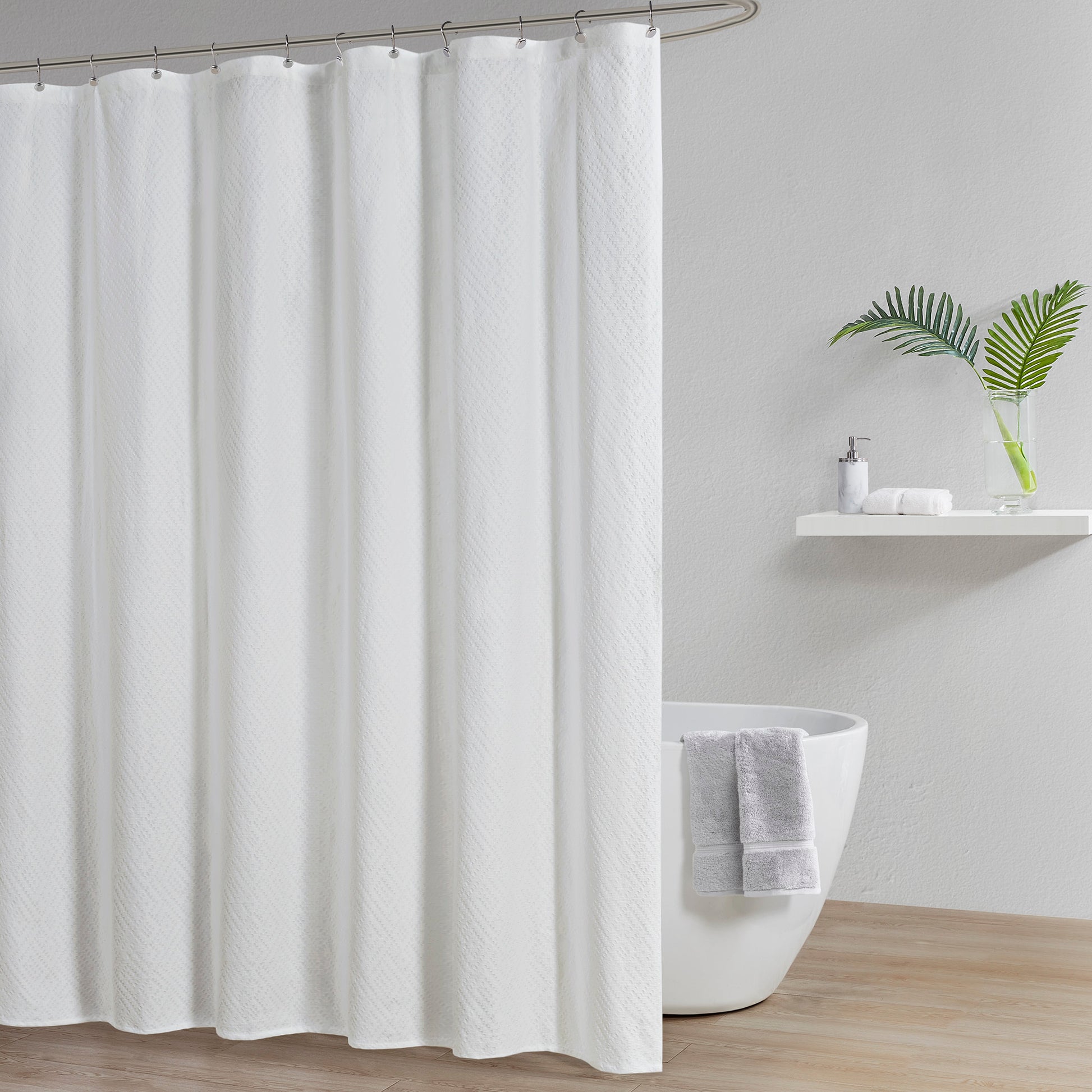 Matelasse Shower Curtain white-cotton