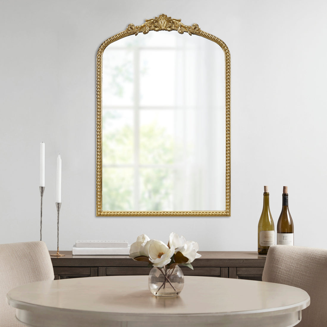 Beaded Arch Wall Decor Mirror - Gold Mdf