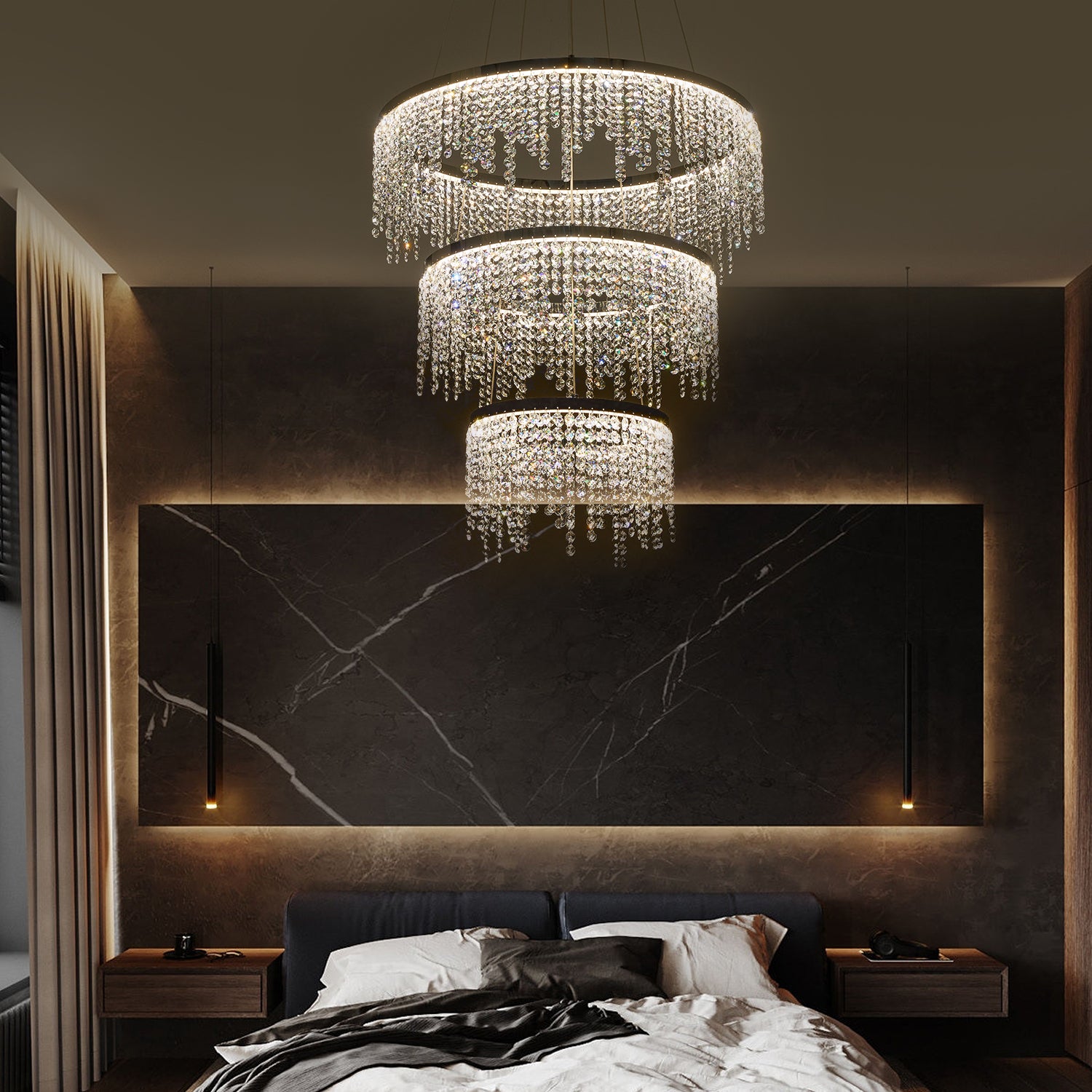 Fancy hanging ceiling lamps luxury modern pendant transparent-modern-crystal