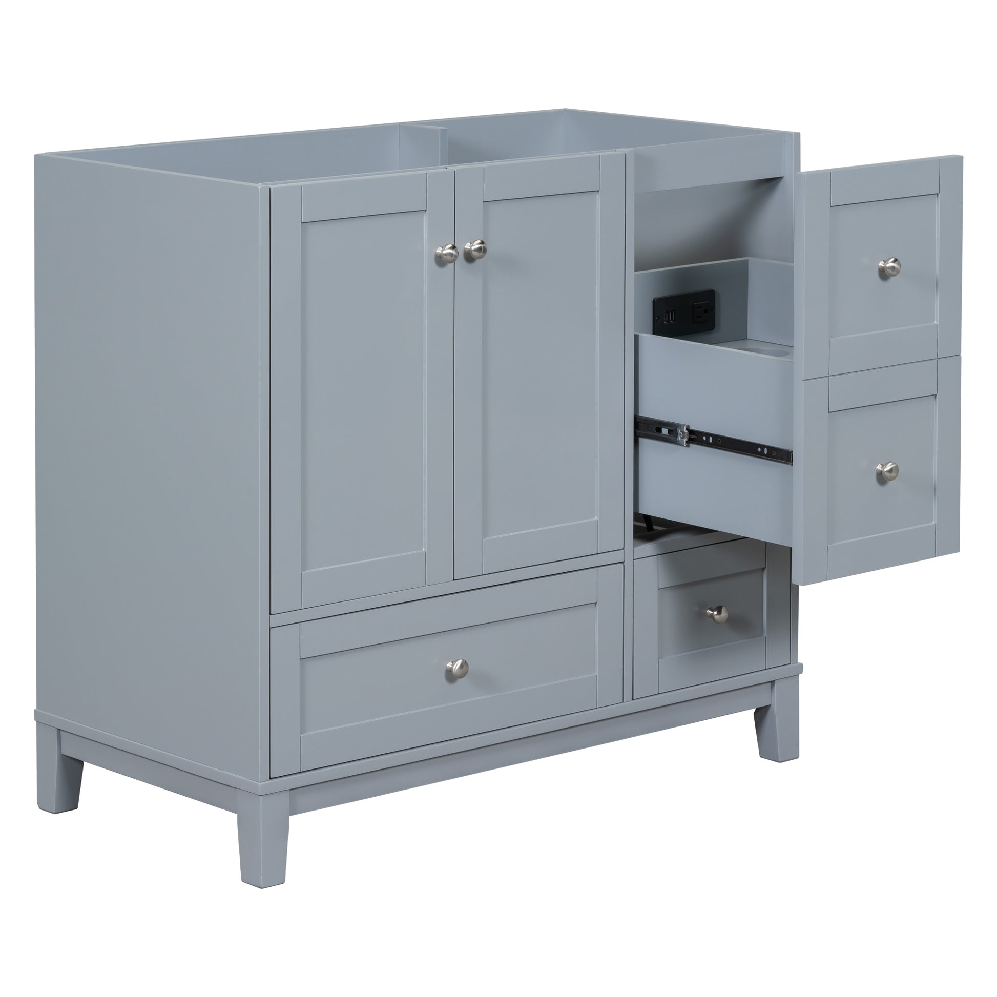 Cabinet Only 36" Bathroom Vanity Grey Blue Sink not grey-blue-solid wood+mdf