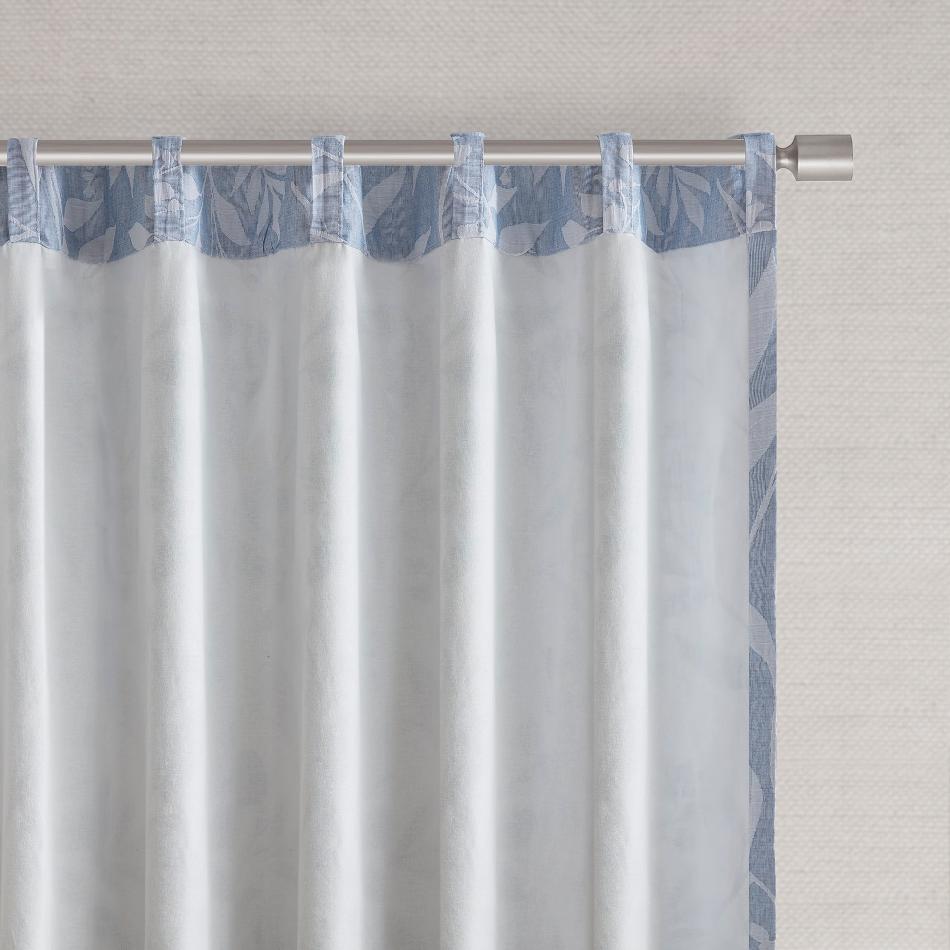 Floral Curtain Panel Single blue-cotton