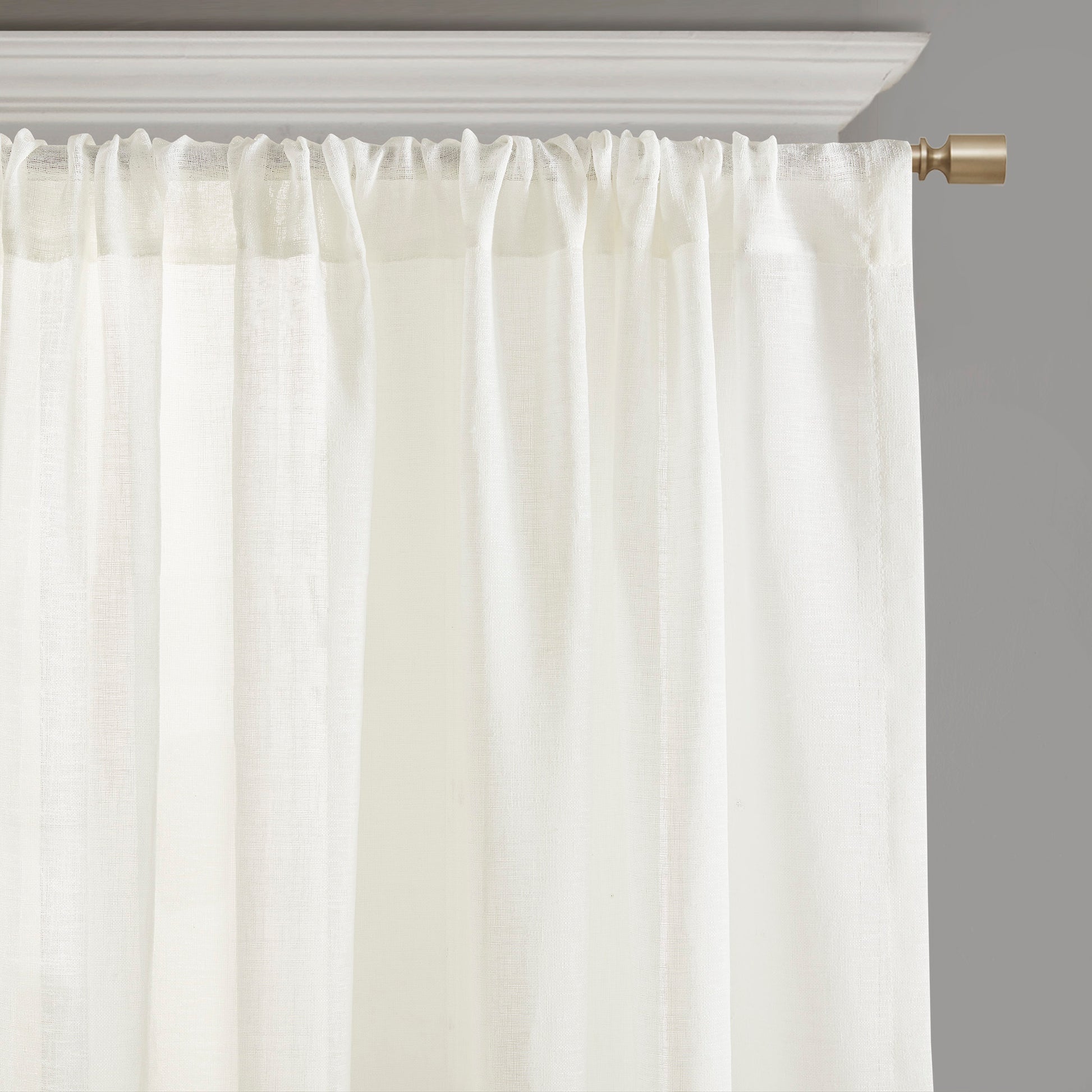 Embroidery Curtain Panel Single white-polyester