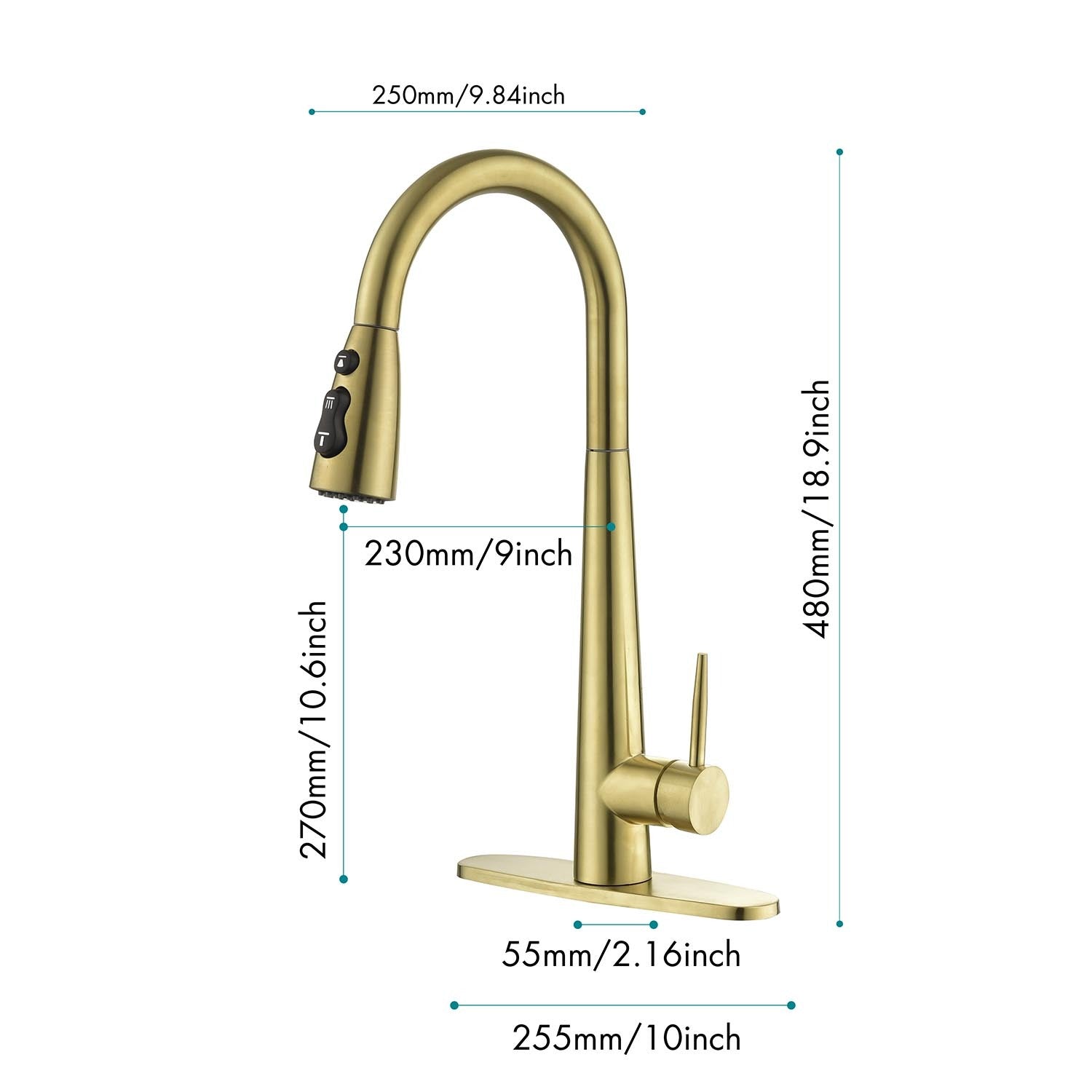 Kitchen Faucet with Pull Down Sprayer brushed gold-stainless steel