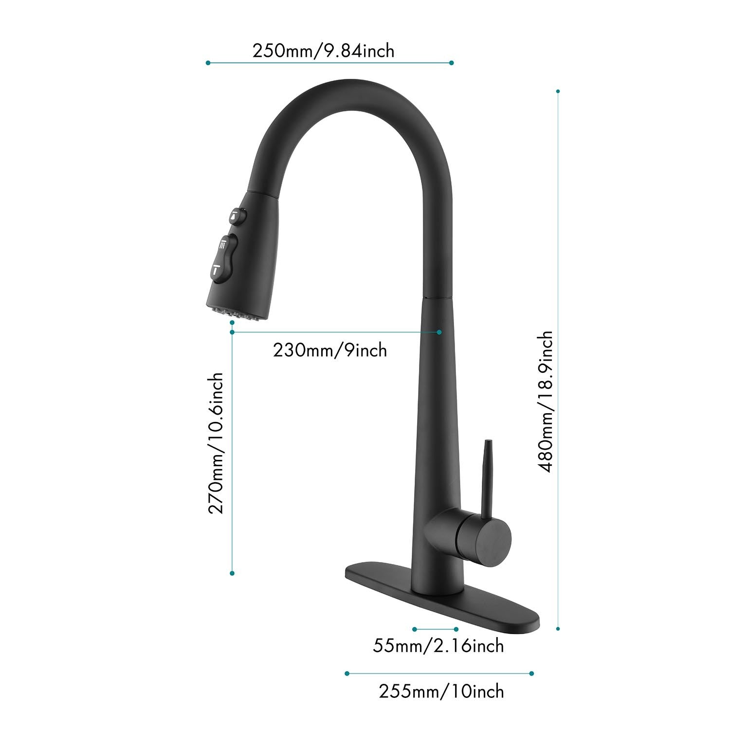 Kitchen Faucet with Pull Down Sprayer matte black-stainless steel