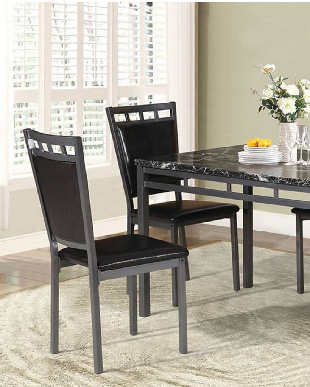 Dining Room Furniture 5pc Dining Set Table And 4x espresso-seats 4-metal-dining room-48