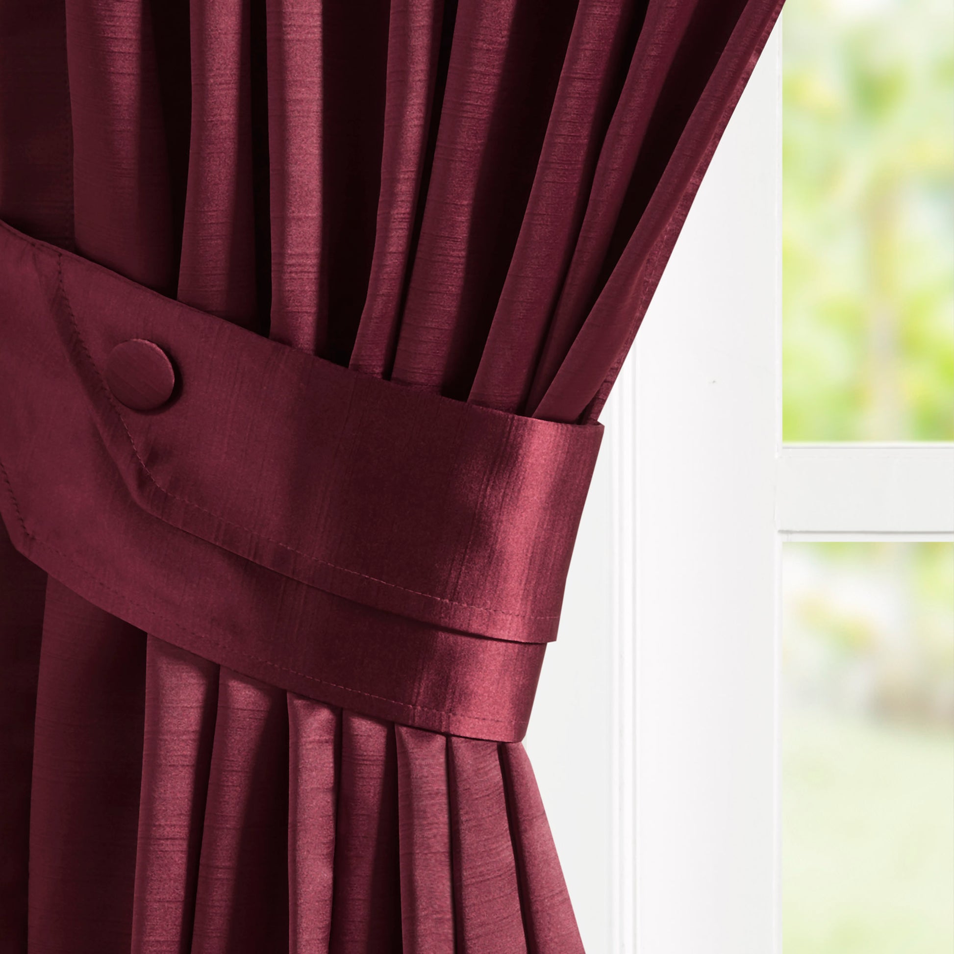 Pleat Curtain Panel with Tieback Single burgundy-polyester