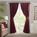 Pleat Curtain Panel with Tieback Single burgundy-polyester