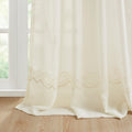 Embroidery Curtain Panel Single ivory-polyester