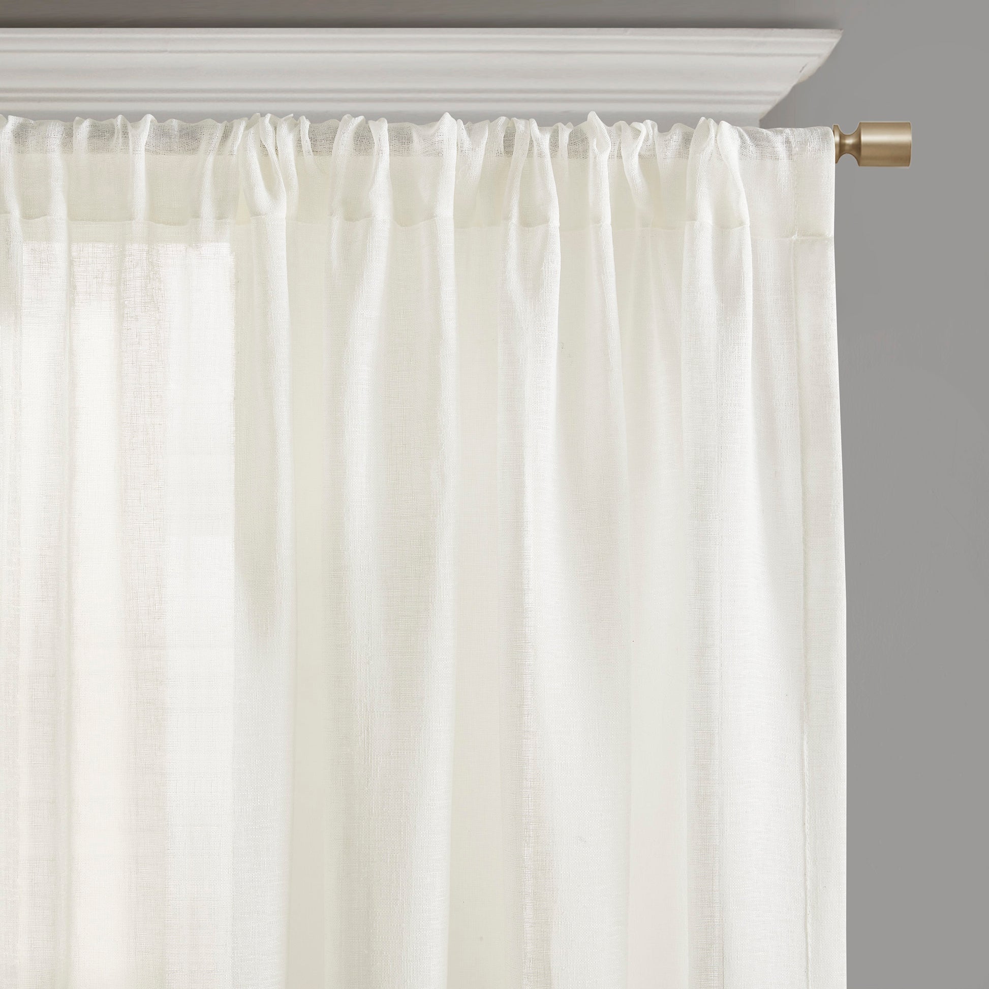 Embroidery Curtain Panel Single white-polyester