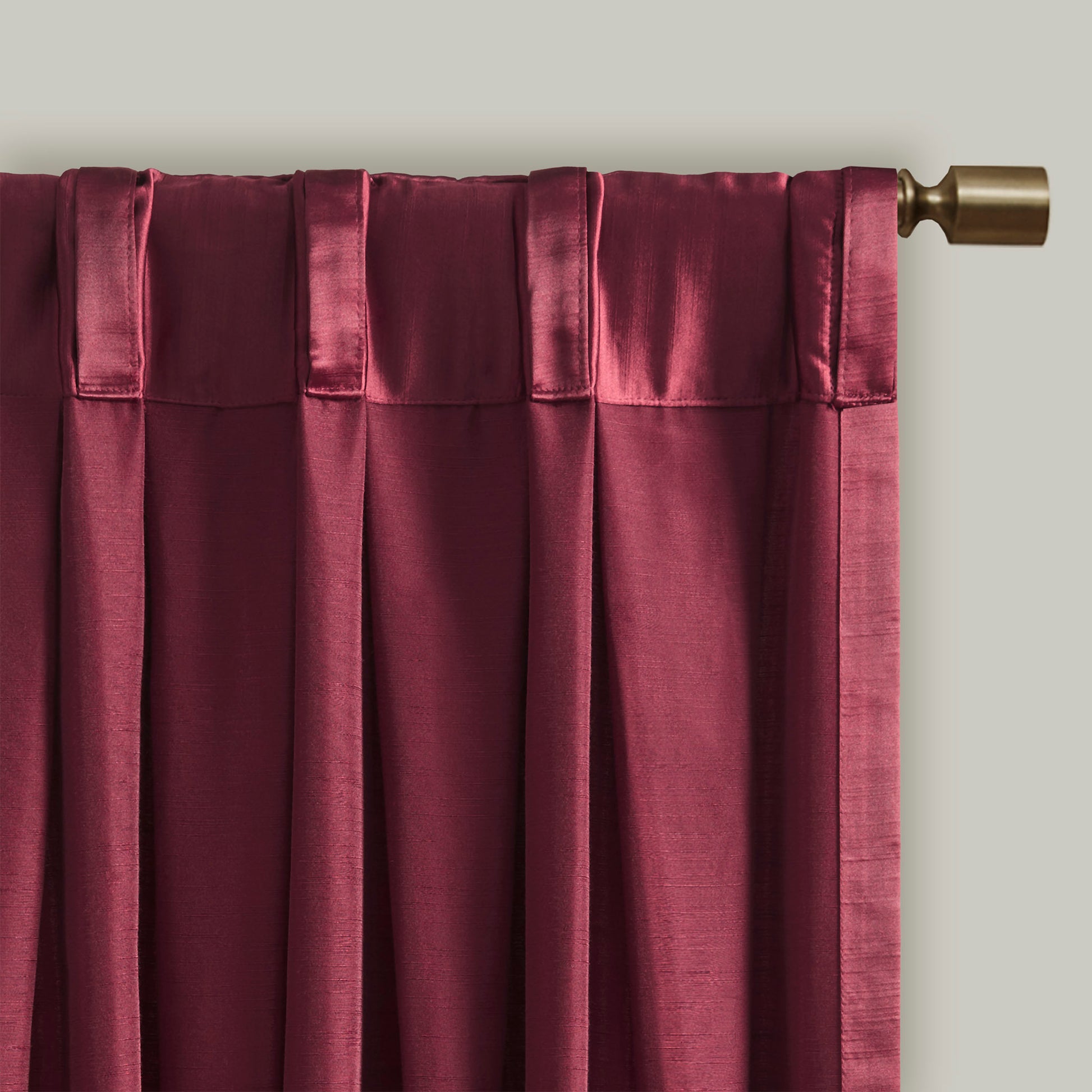 Pleat Curtain Panel with Tieback Single burgundy-polyester