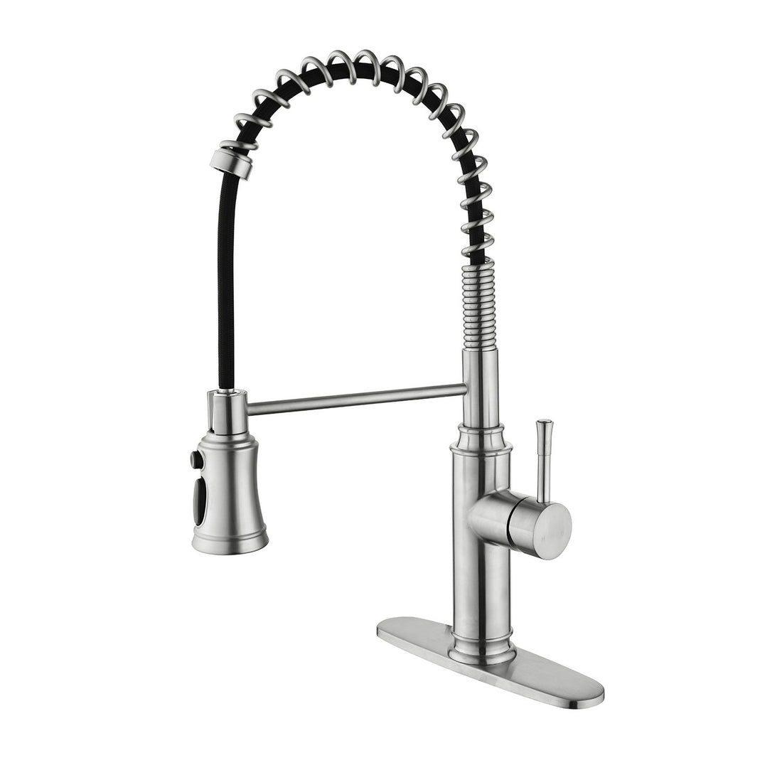 Pull down Single Handle Spring Kitchen Faucet brushed nickel-stainless steel