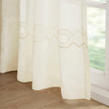 Embroidery Curtain Panel Single ivory-polyester