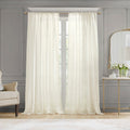 Embroidery Curtain Panel Single ivory-polyester