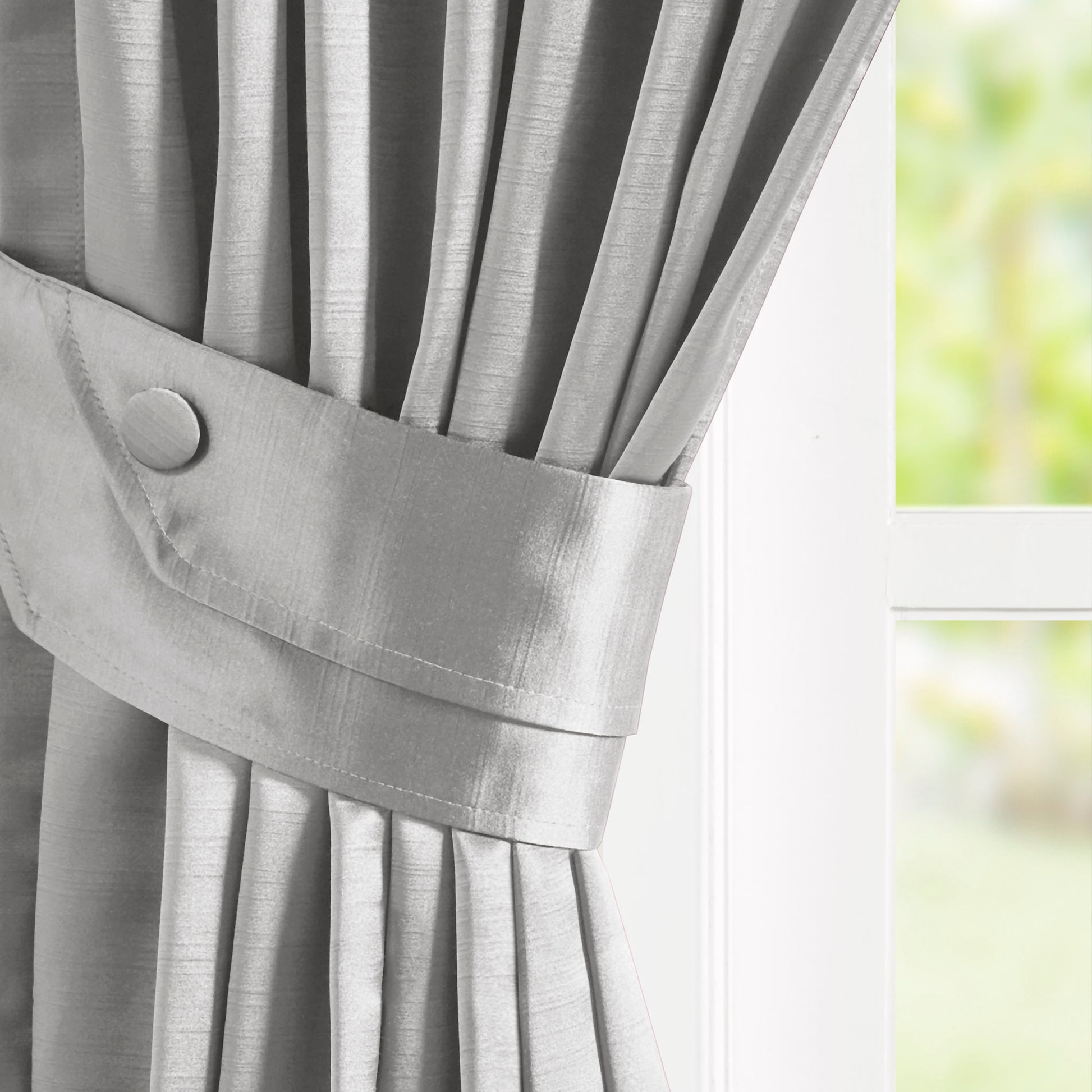 Pleat Curtain Panel with Tieback Single silver-polyester