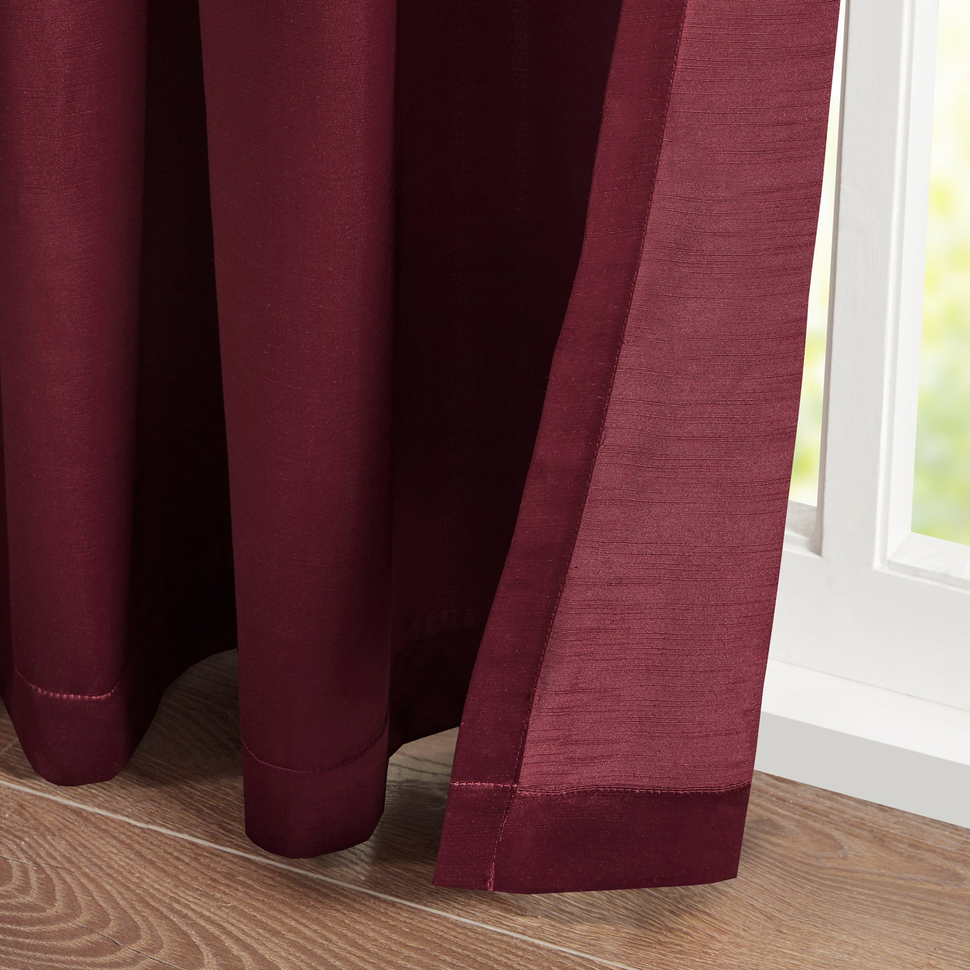 Pleat Curtain Panel with Tieback Single burgundy-polyester