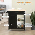 Kitchen Island Cart, Rolling Kitchen Island with black-mdf