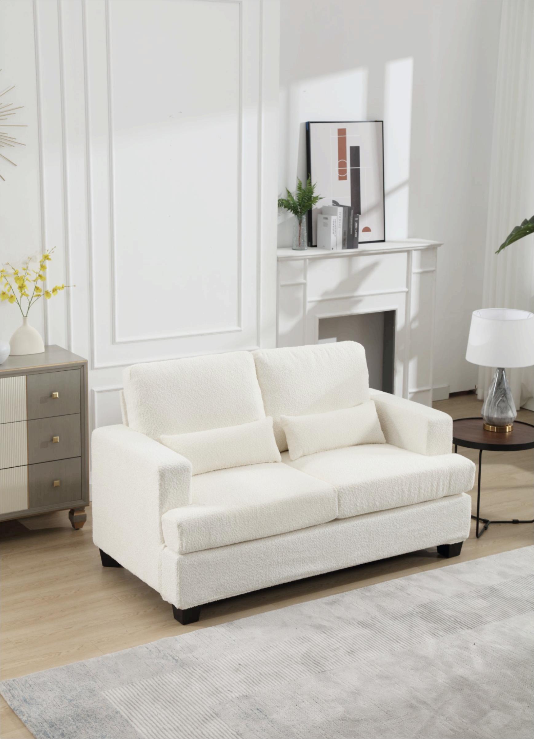 63" Length Modern Loveseat For Living - White