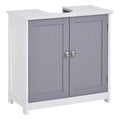 kleankin Pedestal Sink Storage Cabinet, Vanity Base white+gray-mdf