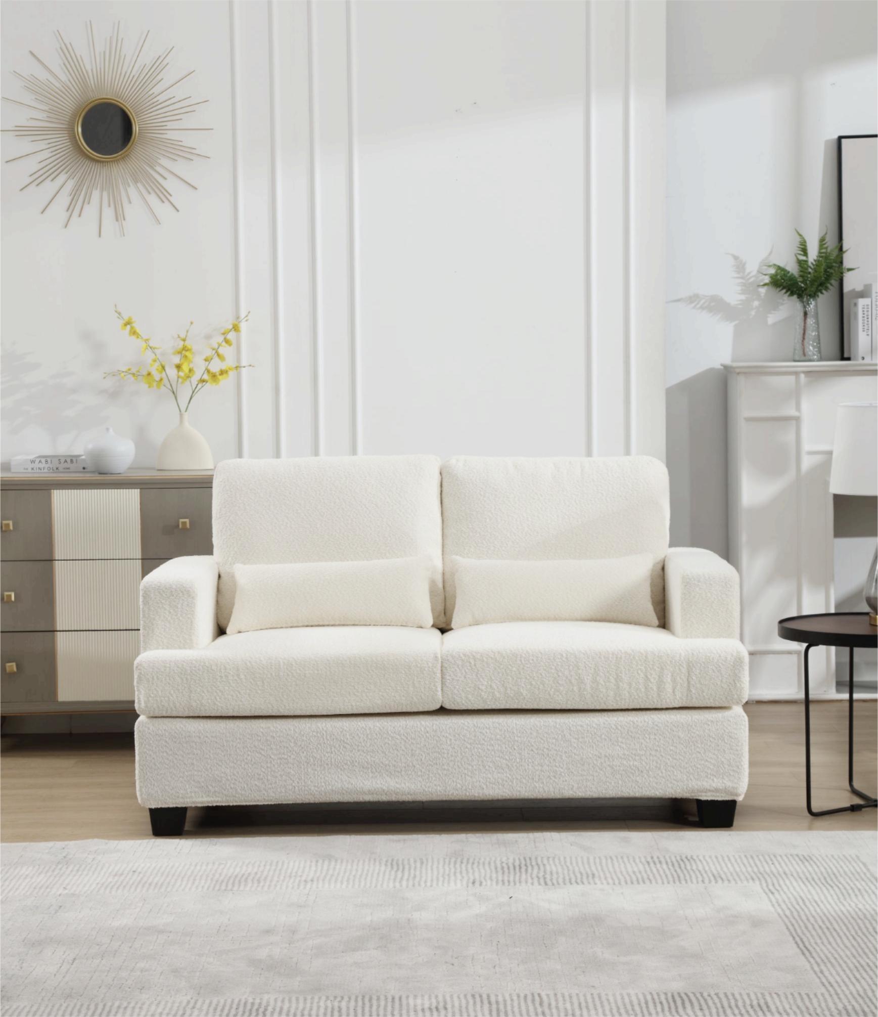 63" Length Modern Loveseat For Living - White