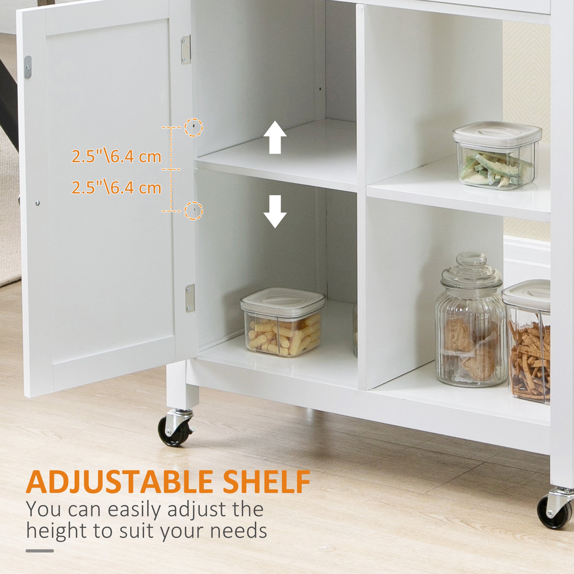 Kitchen Island Cart, Rolling Kitchen Island with white-mdf