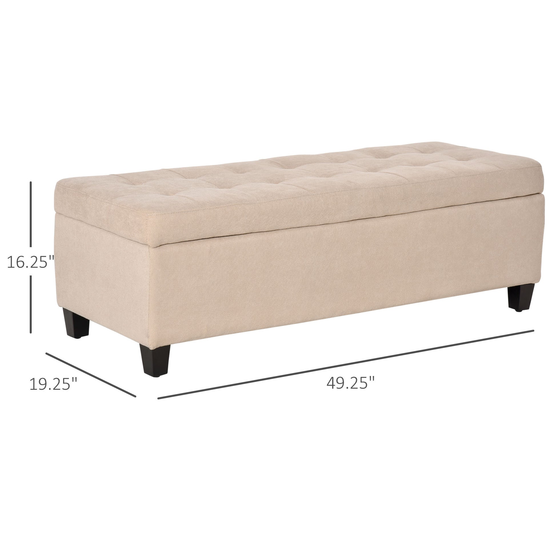 Ottoman Storage Bench, 50" End of Bed Bench,