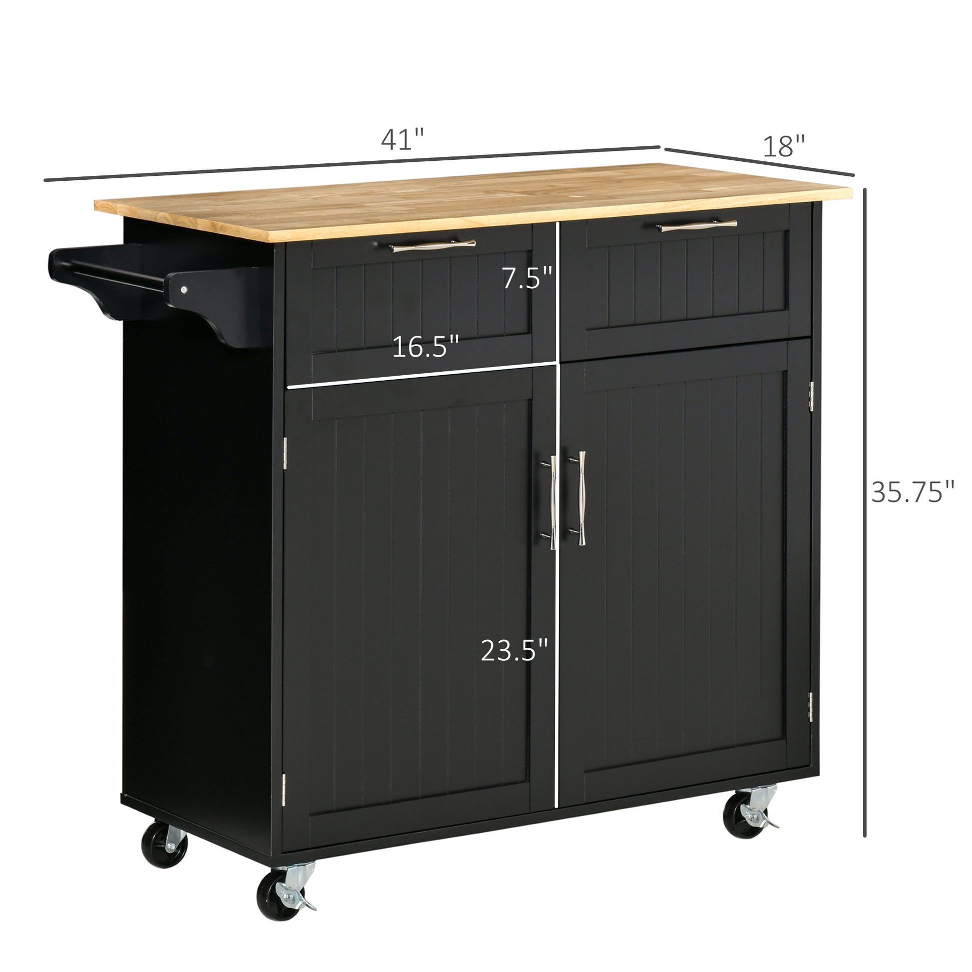 41" Modern Rolling Kitchen Island on Wheels,