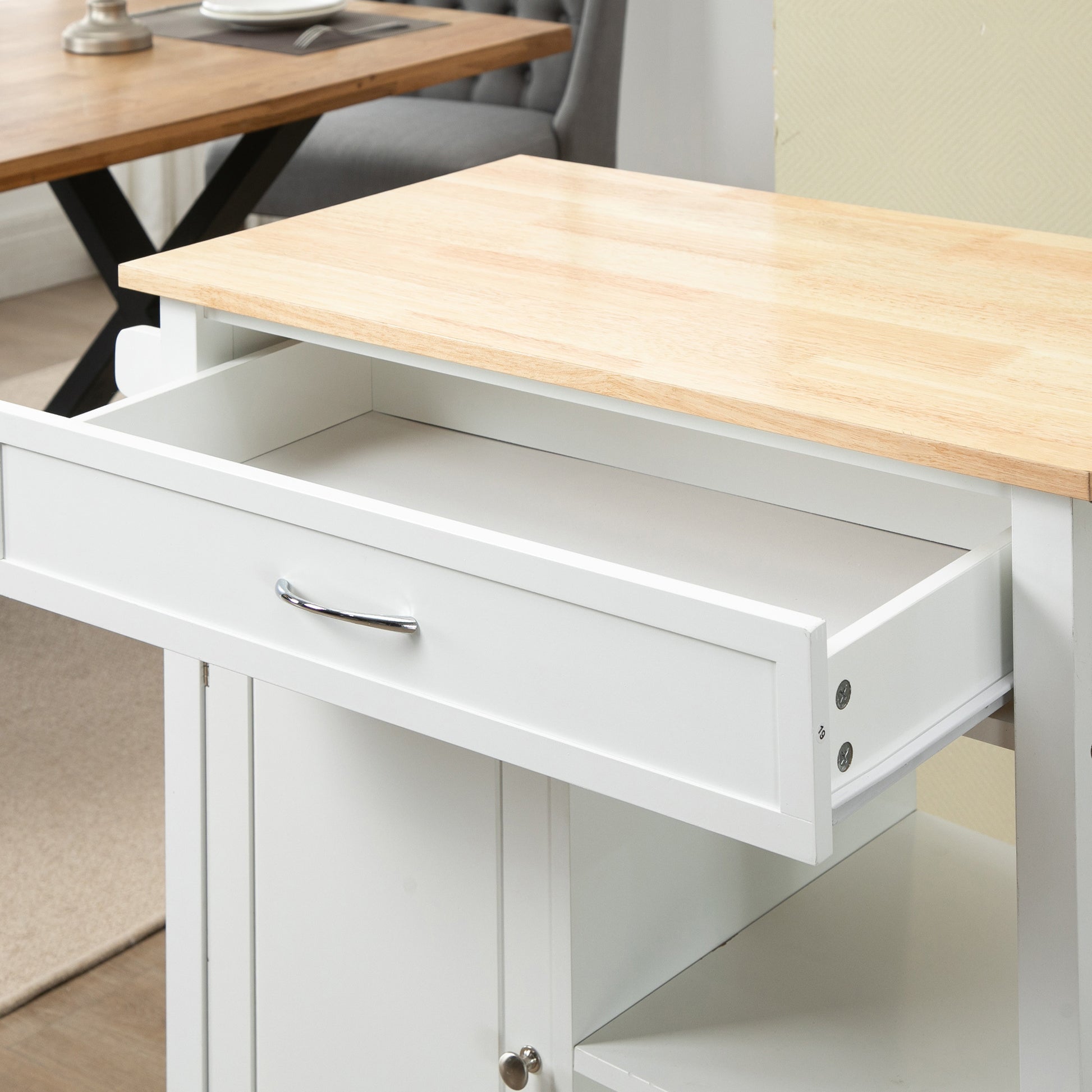 Kitchen Island Cart, Rolling Kitchen Island with white-mdf