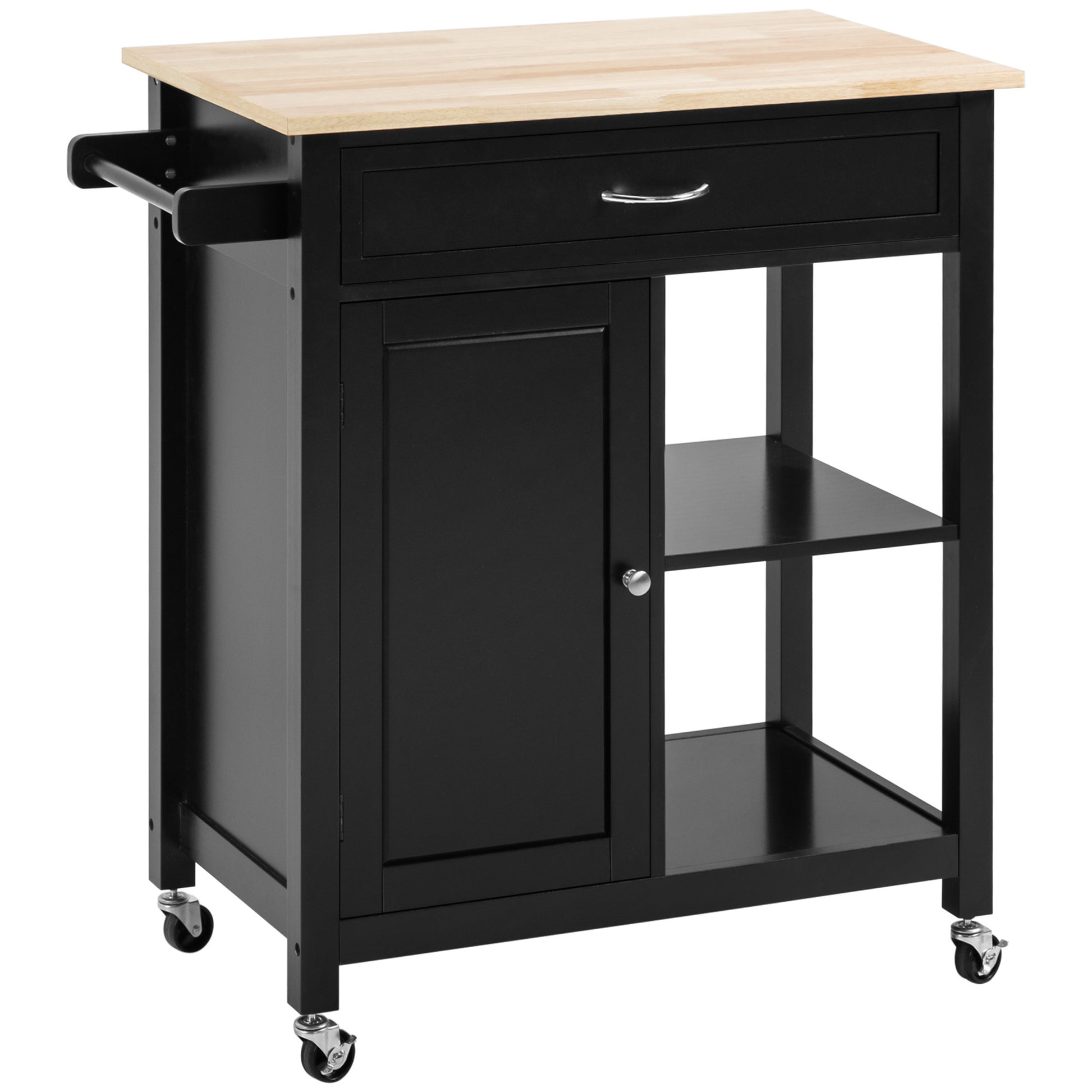 Kitchen Island Cart, Rolling Kitchen Island with black-mdf