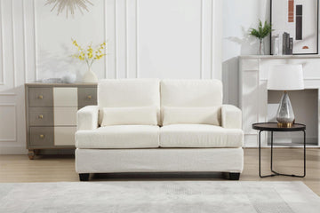 63" Length Modern Loveseat For Living - White