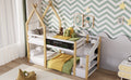 Twin over Twin House Bunk Bed with White Storage box spring not required-twin-white-bed frame-pine