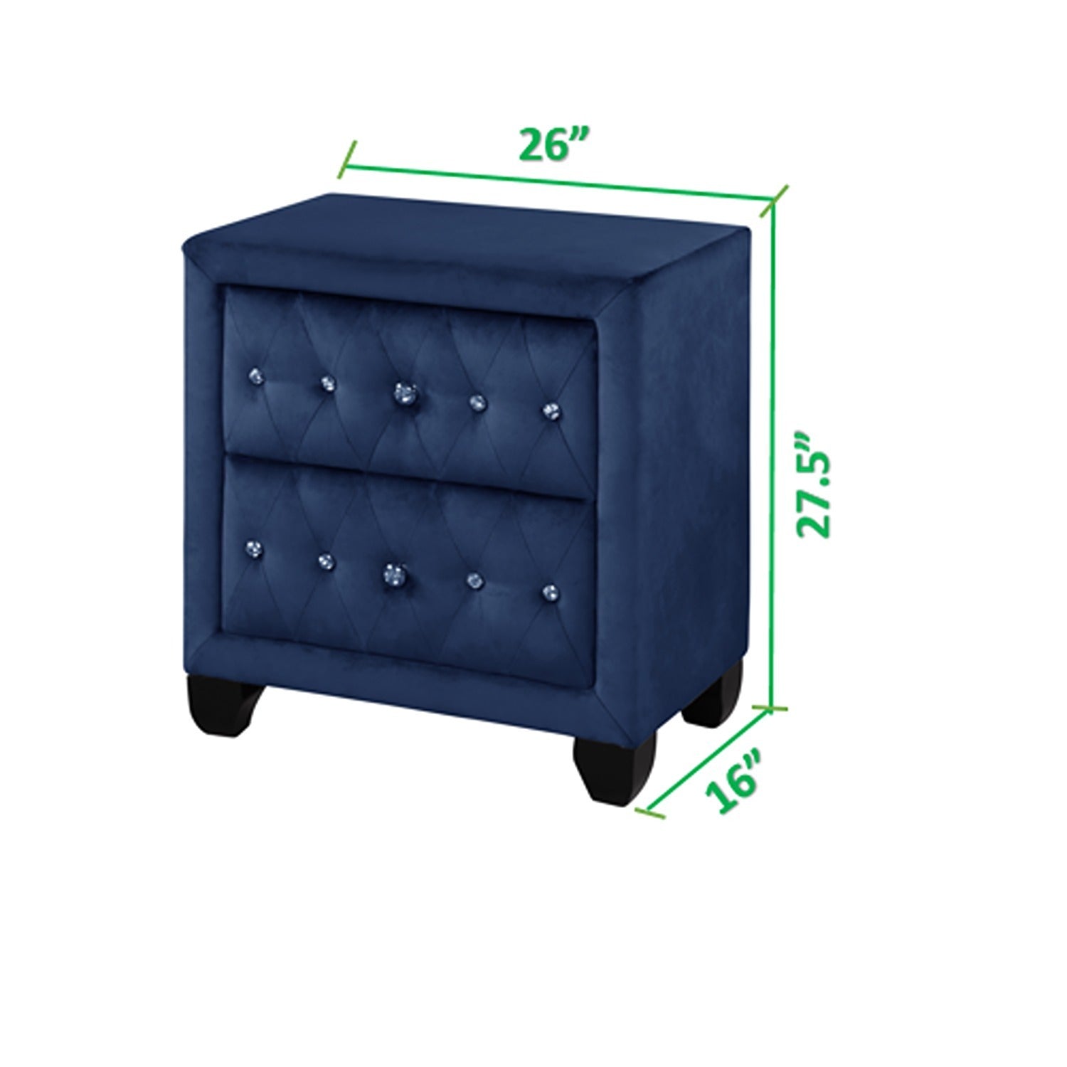 Sophia Modern Style Nightstand made with wood in Blue blue-2 drawers-contemporary-modern-wood