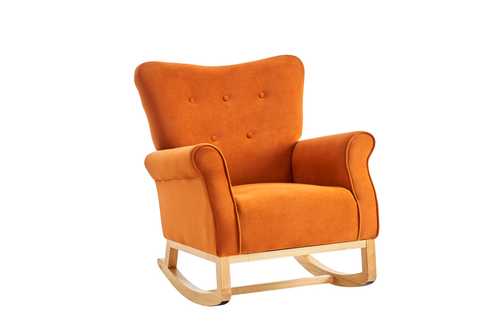 Baby Room High Back Rocking Chair Nursery Chair orange-primary living space-sponge-velvet