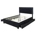 Queen Size Upholstered Platform Bed With Rivet -