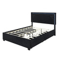 Queen Size Upholstered Platform Bed With Rivet -