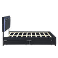 Queen Size Upholstered Platform Bed With Rivet -