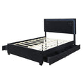 Queen Size Upholstered Platform Bed With Rivet -