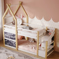 Twin over Twin House Bunk Bed with White Storage box spring not required-twin-white-bed frame-pine