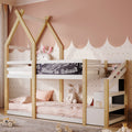 Twin over Twin House Bunk Bed with White Storage box spring not required-twin-white-bed frame-pine