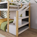 Twin over Twin House Bunk Bed with White Storage box spring not required-twin-white-bed frame-pine