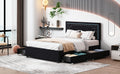 Queen Size Upholstered Platform Bed With Rivet -