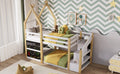 Twin over Twin House Bunk Bed with White Storage box spring not required-twin-white-bed frame-pine