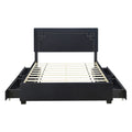 Queen Size Upholstered Platform Bed With Rivet -