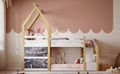 Twin over Twin House Bunk Bed with White Storage box spring not required-twin-white-bed frame-pine