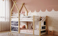 Twin over Twin House Bunk Bed with White Storage box spring not required-twin-white-bed frame-pine