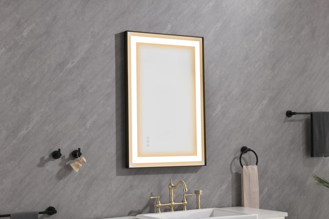 96*36 in bathroom led mirror is multi functional and matte black-aluminium