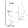 5 Tier Metal Plant Stand with Hangers, Half Moon